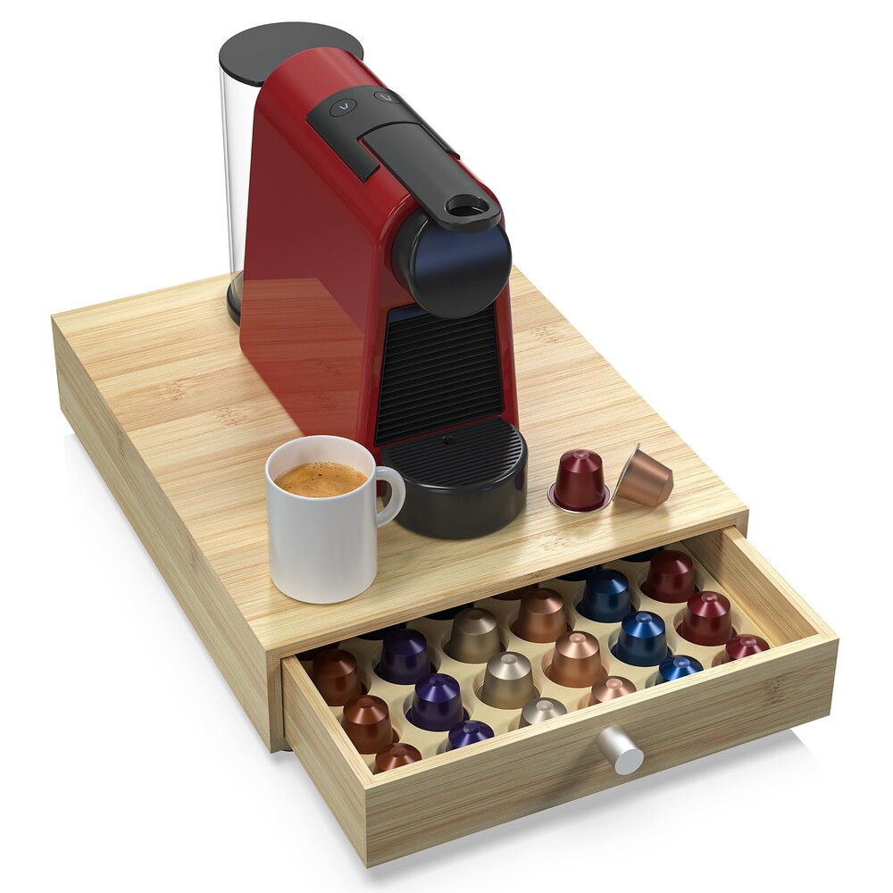 WELL WENG Bamboo Coffee Pod Holder & Machine Stand